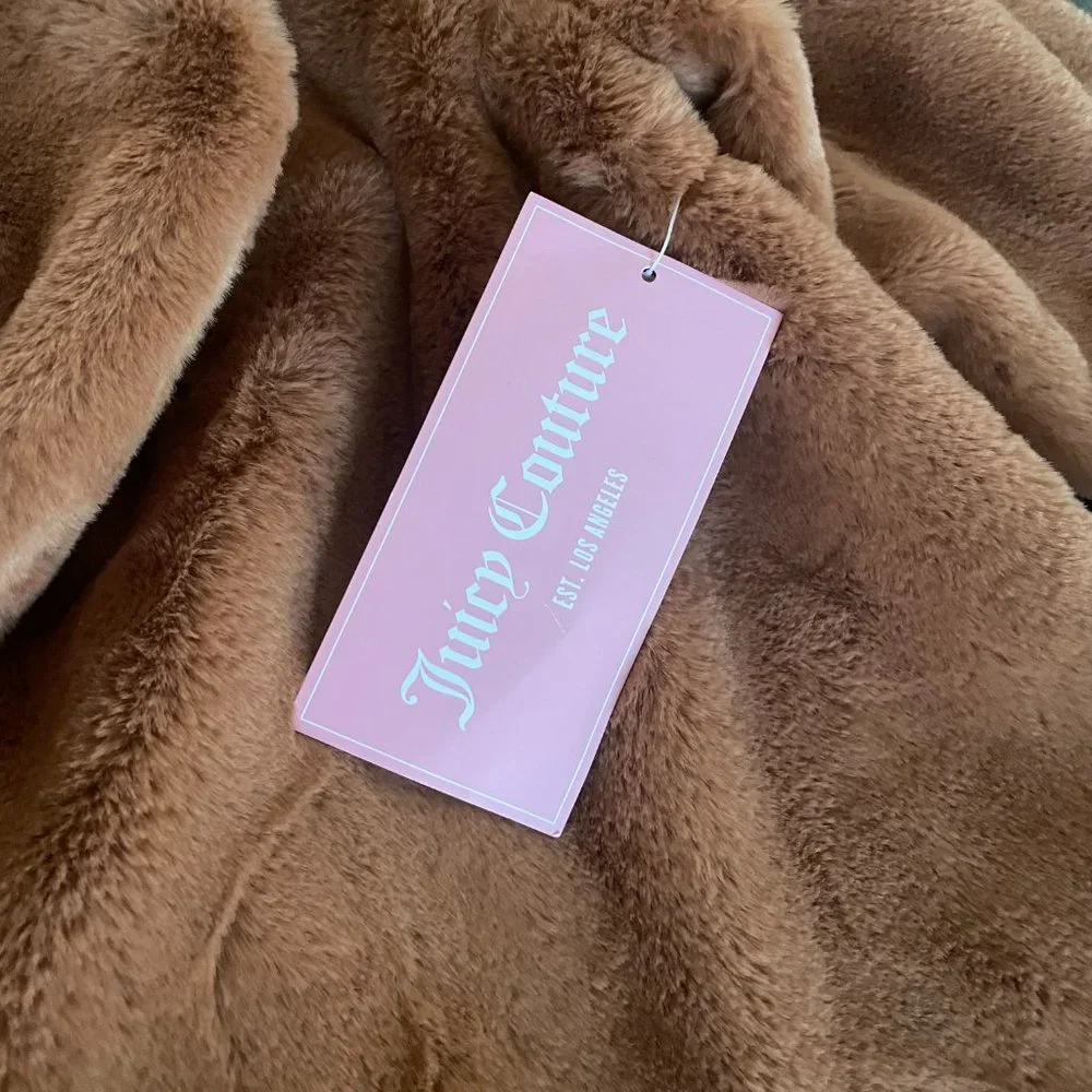 NWT Juicy Couture Sz Medium Teddy Trench Coat Brown Long Women - Picture 9 of 15